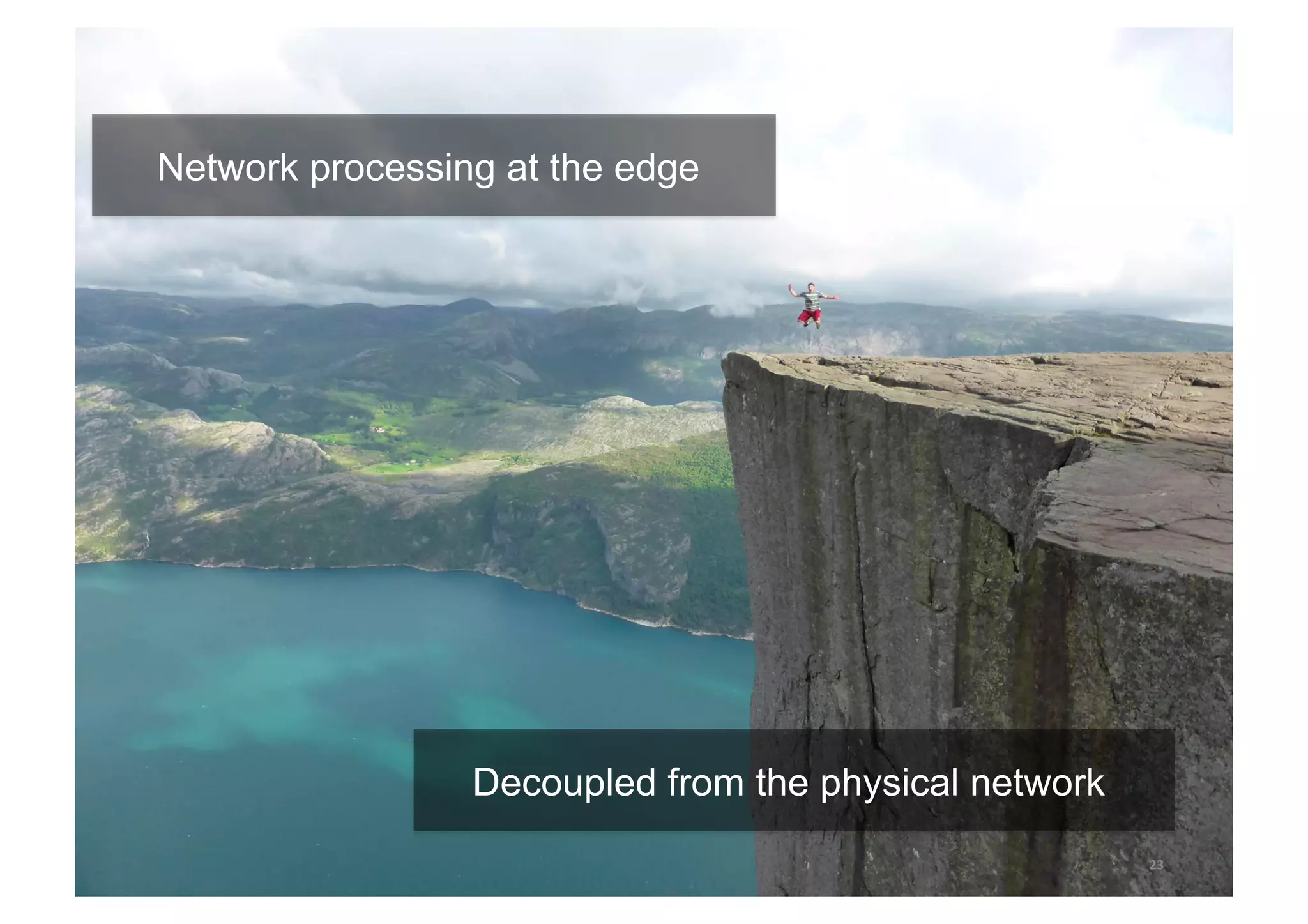 23 
Network processing at the edge 
Decoupled from the physical network 
 