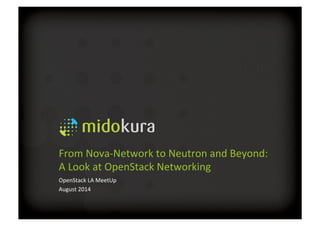From 
Nova-­‐Network 
to 
Neutron 
and 
Beyond: 
A 
Look 
at 
OpenStack 
Networking 
OpenStack 
LA 
MeetUp 
August 
2014 
 