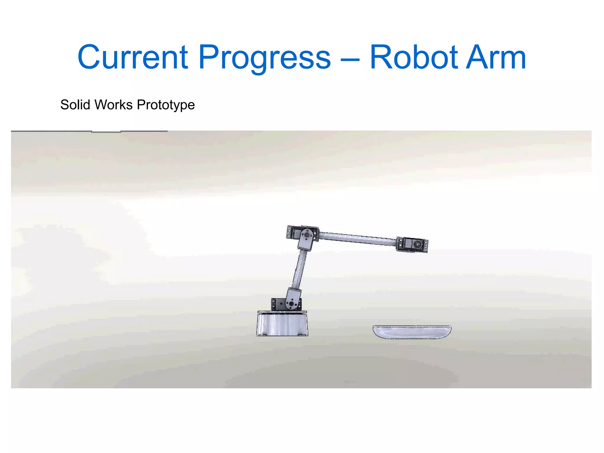 Current Progress – Robot Arm
Solid Works Prototype
 