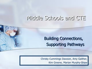 Middle Schools and CTE Building Connections,  Supporting Pathways Christy Cummings Dawson, Amy Gaither, Kim Greene, Marian Murphy-Shaw 