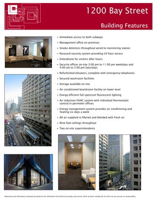 Prime Office Space For Lease
                                                                       5231 Yonge Street, Toronto
                                                                             Pylon signage available




                                                                                                                                        Available for lease
                                      s ed
                                    a                                                                                                   Leased
                                 Le
                                                       e
                                                    bl
                                             aila
                                          Av




                                      e   d
                                   as
                                 Le
                                                                                                                                              e
                                                                                                                                           bl
                                                                                                                                    a  ila
                                                                                                                                 Av




Marilyn E. Mekler                                     Zarko Stojanovic, B.Eng.                                                   DTZ Barnicke Limited
Office Leasing                                        Vice President                                                             201–1595 Sixteenth Avenue
Broker                                                Broker                                                                     Richmond Hill, Ontario L4B 3N9
marilyn.mekler@dtzbarnicke.com                        zarko.stojanovic@dtzbarnicke.com                                           Fax: 905 940 7999




  Tel: 416 449 1710
                                                 Although the information contained within is from sources believed to be reliable, no warranty or representation is made as to its accuracy being
                                                 subject to errors, omissions, conditions, prior lease, withdrawal or other changes without notice and same should not be relied upon without
                                                 independent verification. DTZ Barnicke Limited, Real Estate Brokerage 9/2010.
 