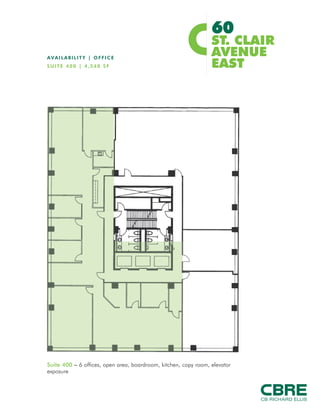 60
                        ST. CLAIR
AVAILABILITY | OFFICE
                        AVENUE
SUITE 1002 | 1,543 SF   EAST
 