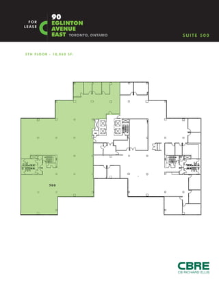 90
      FOR
    LEASE
                               EGLINTON
                               AVENUE
                               EAST TORONTO, ONTARIO                                                                       B U I L D I N G S P E C I F I C AT I O N S



T Y P I C A L F L O O R / A R E A I N F O R M AT I O N

 No. of Floors                            10                ABOVE GRADE                   10              BELOW GRADE            2


M E C H A N I C A L S Y S T E M I N F O R M AT I O N

CEILING HEIGHTS:                SLAB      TO   SLAB              11’-0” AVERAGE
SLAB     TO    CEILING                                           9’-0” AVERAGE


FINISHED CEILING DESCRIPTION                                     GROUND FLOOR – DRYWALL
                                                                 T Y P I C A L F L O O R – T- B A R


TYPICAL FLOOR AREA                                               T OTA L :   20,200            SQUARE FEET



GROSS BUILDING AREA:                                             T OTA L : 1 8 4 , 4 7 7       SQUARE     FEET


M E C H A N I C A L S Y S T E M I N F O R M AT I O N

Central supply air system. Air distribution system is delivered via three vertical shafts and branch

o u t t o e a c h f l o o r, t h e n t o l i n e a r d i f f u s e r s C a r r i e r M o d u l i n e t h a t c a n b e c o n n e c t e d a s s i n g l e d i f f u s e r

o r a s e r i e s o f m a x i m u m 5 u n i t s w i t h o n e c o n t r o l l e r. H o t w a t e r h e a t i n g r a d i a t i o n s e r v e s t h e w h o l e

p e r i m e t e r.   Building Automation Control-DIMAX




DESIGN CRITERIA

 S U P P LY A I R T E M P . ( I N T . )         + 5 5 O F, A I R C H A N G E S       PER HOUR         – 4.88
 MAXIMUM CFM              PER FLOOR             12,000          C F M , S Y S T E M C A PAC I T Y M A X I M U M     103,000CFM
 DIFFUSERS TYPE                                 CARRIER MODULINE,                A D J U S TA B L E V O L U M E .

 PERIMETER UNIT                                 H OT    WAT E R H E AT I N G R A D I AT I O N S Y S T E M .

 LIGHTING FIXTURES                              24”     X    4 8 ” – 6 8 W AT T          EACH.

 FIRE HOSE CABINETS                             3   VA LV E ,   75’    HOSE

 SPRINKLER SYSTEM                               N/A,        LIGHT HAZARD

 LIGHTING DESIGN LOAD                           2.76        WAT T S P E R S Q UA R E F O OT .

 EQUIPMENT DESIGN LOAD                          0.76        WAT T S P E R S Q UA R E F O OT .

 PEOPLE DENSITY                                 1   P E R S O N / 1 0 0 S Q UA R E F O OT .

 FRESH AIR %                                    20% (.16           CFM/SF OR             16    CFM/PERSON) FOR NET FLOOR AREA OF                     20,000 SF

                                                P N E U M AT I C   CONTROL SYSTEM CONTROLLED BY A                       B U I L D I N G A U TO M AT I O N S Y S T E M ( B. A . S. )
 O T H E R I N F O R M AT I O N
                                                H U M I D I F I C AT I O N - S T E A M
 