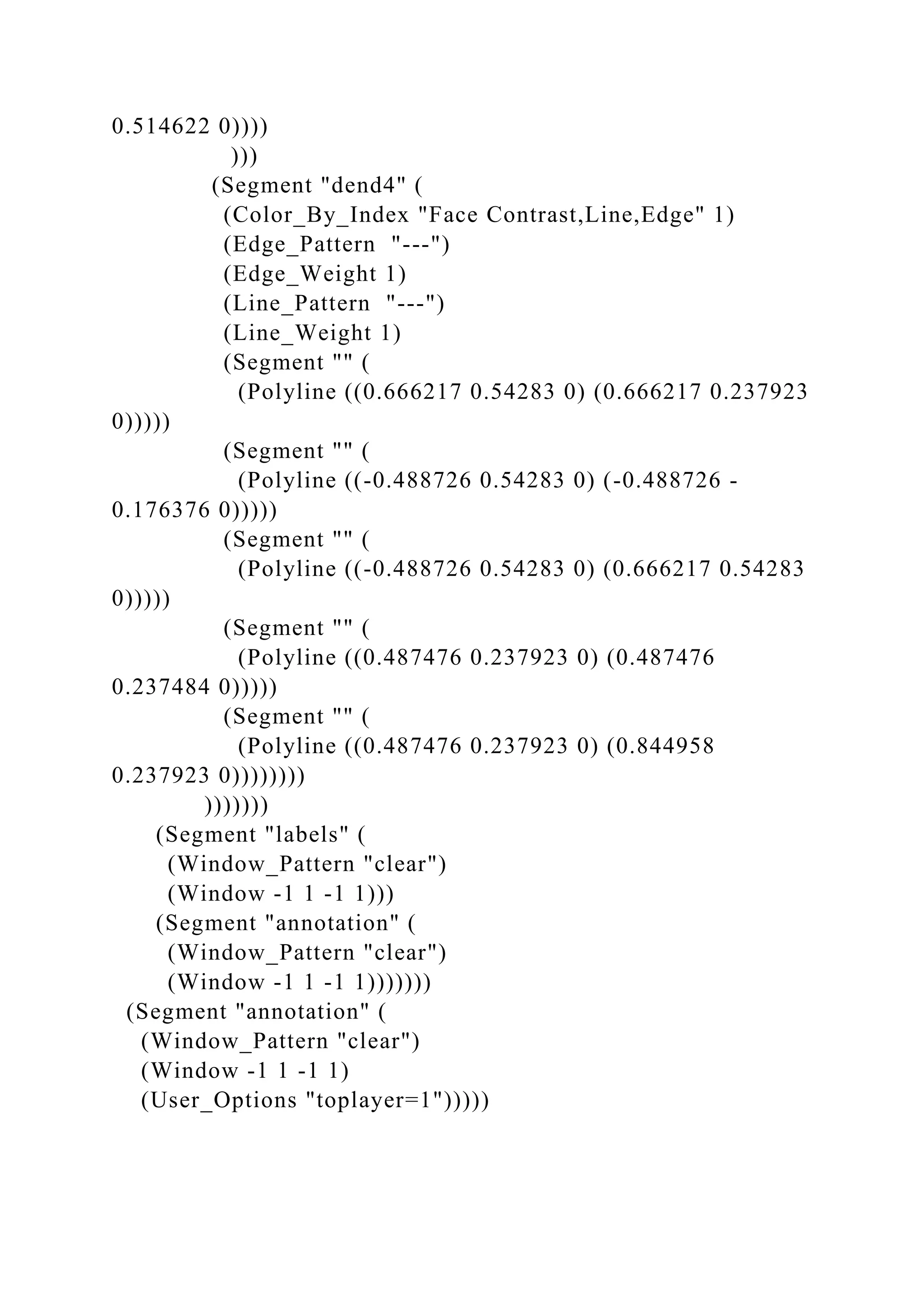 0.514622 0))))
)))
(Segment "dend4" (
(Color_By_Index "Face Contrast,Line,Edge" 1)
(Edge_Pattern "---")
(Edge_Weight 1)
(Line_Pattern "---")
(Line_Weight 1)
(Segment "" (
(Polyline ((0.666217 0.54283 0) (0.666217 0.237923
0)))))
(Segment "" (
(Polyline ((-0.488726 0.54283 0) (-0.488726 -
0.176376 0)))))
(Segment "" (
(Polyline ((-0.488726 0.54283 0) (0.666217 0.54283
0)))))
(Segment "" (
(Polyline ((0.487476 0.237923 0) (0.487476
0.237484 0)))))
(Segment "" (
(Polyline ((0.487476 0.237923 0) (0.844958
0.237923 0))))))))
)))))))
(Segment "labels" (
(Window_Pattern "clear")
(Window -1 1 -1 1)))
(Segment "annotation" (
(Window_Pattern "clear")
(Window -1 1 -1 1)))))))
(Segment "annotation" (
(Window_Pattern "clear")
(Window -1 1 -1 1)
(User_Options "toplayer=1")))))
 