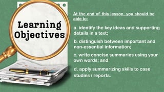 Mastering Summarization Skills for Effective Communication in Medicine ...