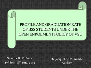 Susana B. Miñoza      Dr. Jacqueline M. Guarte
2 nd Sem. SY 2012-2013            Adviser           1
 