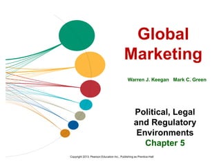 Global
Marketing
Warren J. Keegan Mark C. Green
Political, Legal
and Regulatory
Environments
Chapter 5
Copyright 2013, Pearson Education Inc., Publishing as Prentice-Hall
 