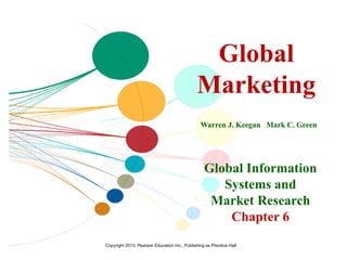 Copyright 2013, Pearson Education Inc., Publishing as Prentice-Hall
Global
Marketing
Warren J. Keegan Mark C. Green
Global
Marketing
Warren J. Keegan Mark C. Green
Global Information
Systems and
Market Research
Chapter 6
 