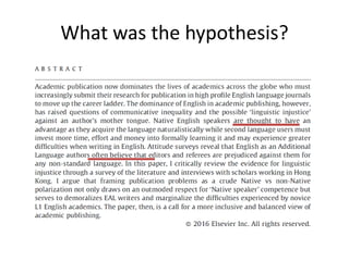 What was the hypothesis?