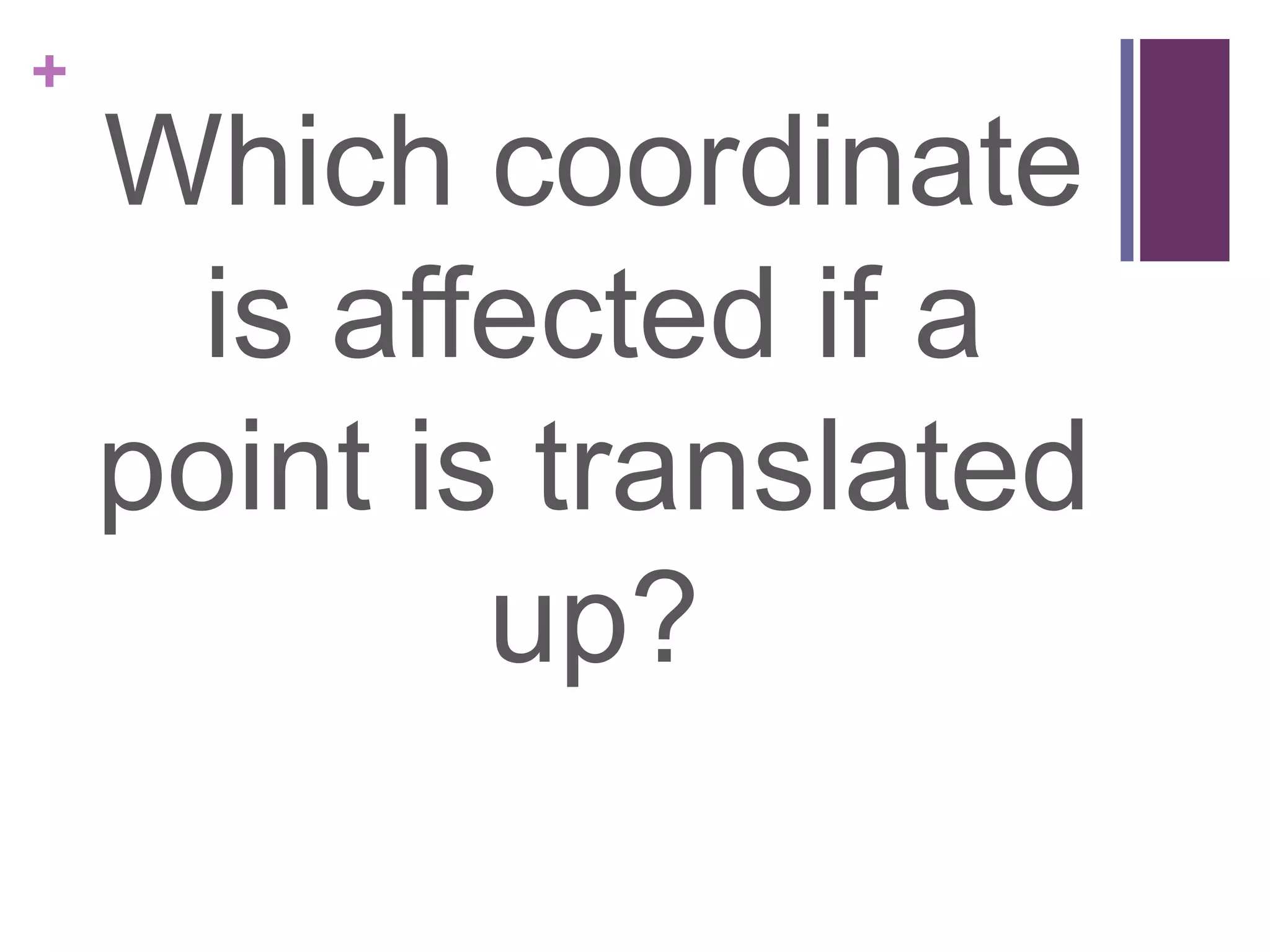 +
    Which coordinate
      is affected if a
    point is translated
            up?
 