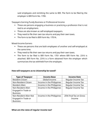Comprehensive Midterm Reviewer on Philippine Income Taxation | DOCX