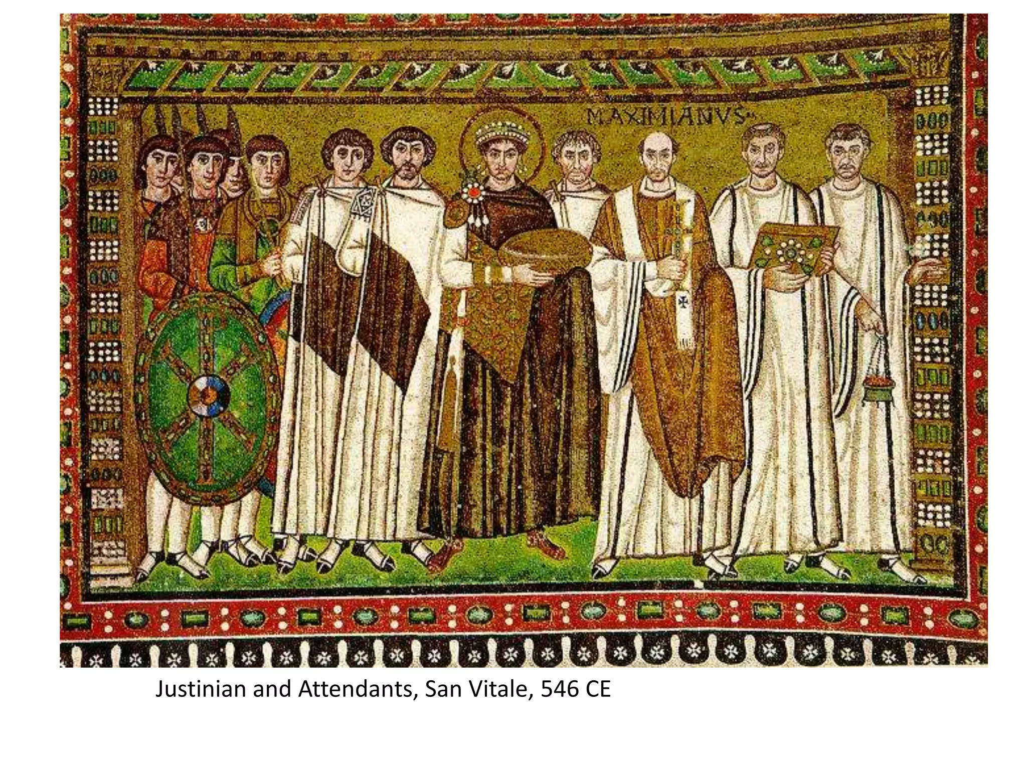 Justinian and Attendants, San Vitale, 546 CE