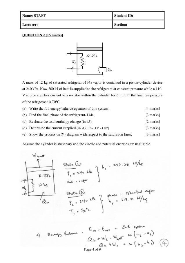 134a system pressure test test Midterm sem thermodynamics 1