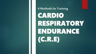 4 Methods forTraining
CARDIO
RESPIRATORY
ENDURANCE
(C.R.E)
 
