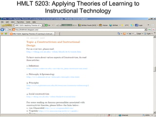 HMLT 5203: Applying Theories of Learning to
        Instructional Technology
 