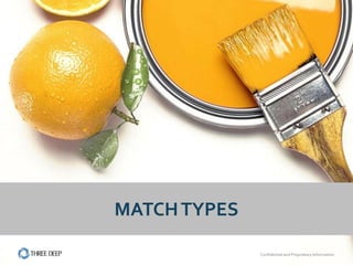 MATCH TYPES

              Confidential and Proprietary Information
 