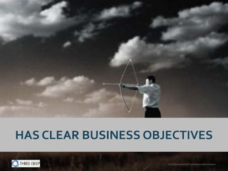HAS CLEAR BUSINESS OBJECTIVES

                      Confidential and Proprietary Information
 