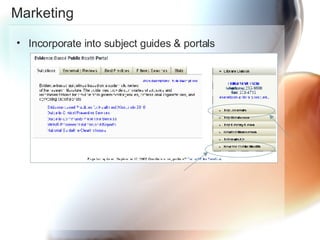 Marketing Incorporate into subject guides & portals 