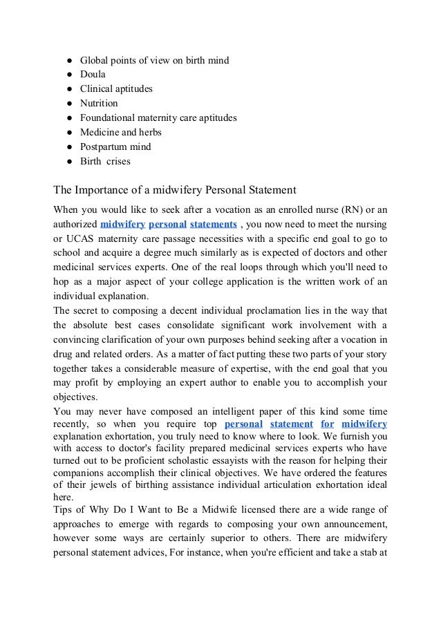 personal statement midwifery example