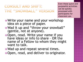 Take a trip down memory lane…Did you include:Introductions?Focus questions?Experiential activities?Processing questions prepared in advance?An opportunity to create something?Reflection time