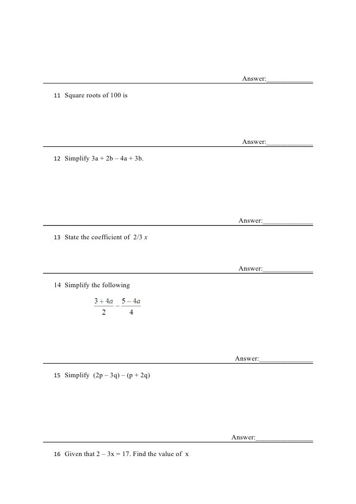 Mathematics Mid Year Form 2 Paper 2 2010