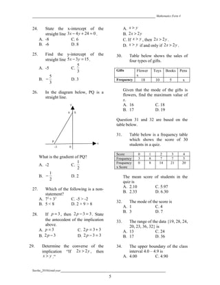 Mathematics Mid Year Form 4 Paper 1 Mathematics | PDF