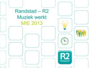 Randstad – R2
 Muziek werkt
  MIE 2013
 