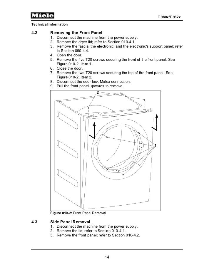 Miele Gas Dryer T9820 Service Manual