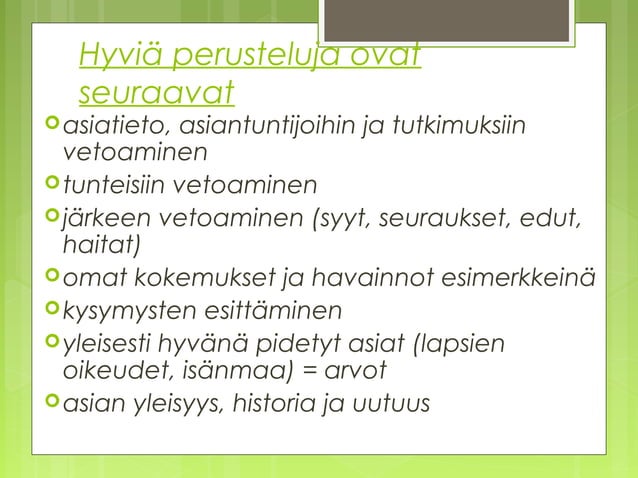 Mielipide Ja Perustelu Ppt