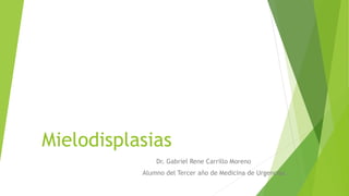 Mielodisplasias
Dr. Gabriel Rene Carrillo Moreno
Alumno del Tercer año de Medicina de Urgencias.
 