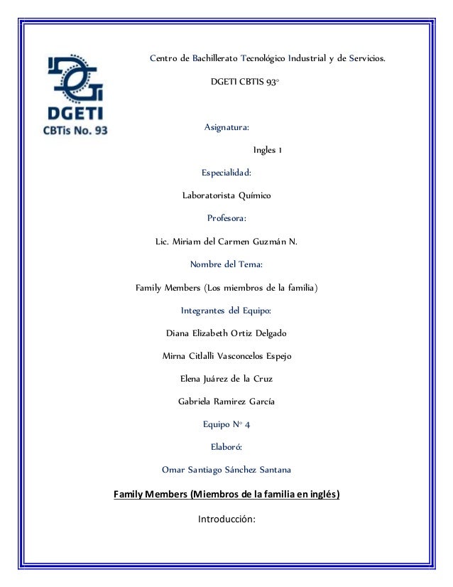 Miembros De La Familia En Ingles