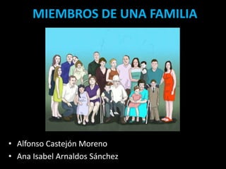 MIEMBROS DE UNA FAMILIA




• Alfonso Castejón Moreno
• Ana Isabel Arnaldos Sánchez
 