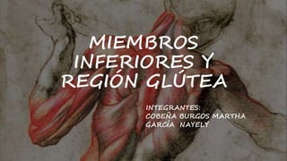 MIEMBROS
INFERIORES Y
REGIÓN GLÚTEA
INTEGRANTES:
COBEÑA BURGOS MARTHA
GARCÍA NAYELY
 