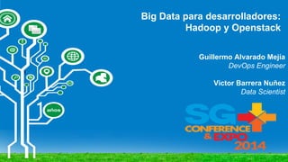 Big Data para desarrolladores:
Hadoop y Openstack
I
Guillermo Alvarado Mejía
DevOps Engineer
Victor Barrera Nuñez
Data Scientist
 