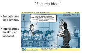 “Escuela Ideal”
• Empatía con
los alumnos.
• Interesarnos
en ellos, en
sus cosas.
 
