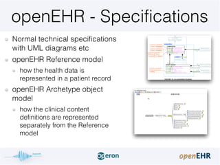 openEHR - Specifications
Normal technical specifications
with UML diagrams etc
openEHR Reference model
how the health data...