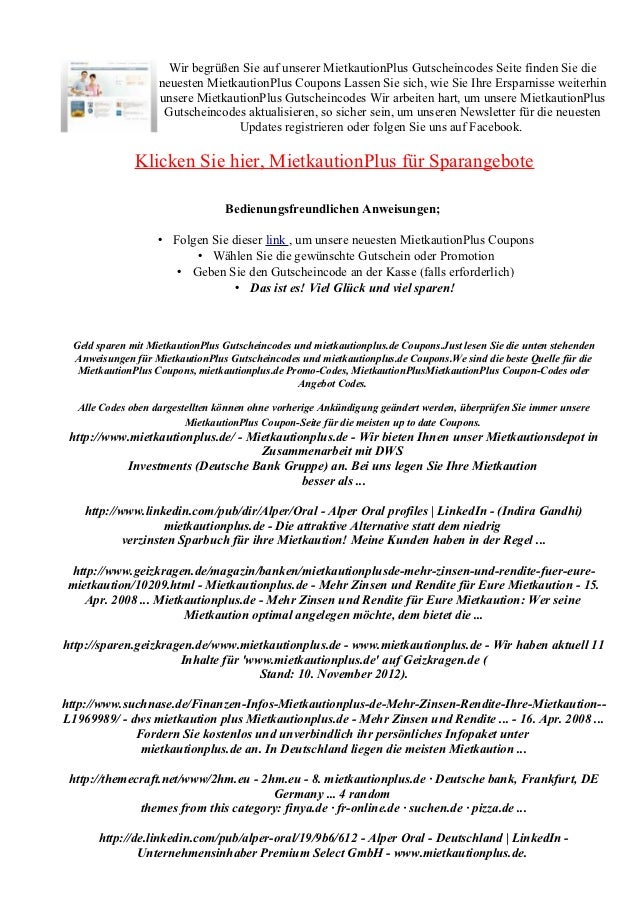 Mietkautionplus De Gutscheincode