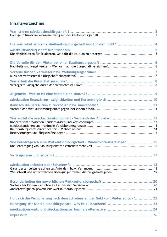 Mietkautionsburgschaft Ratgeber