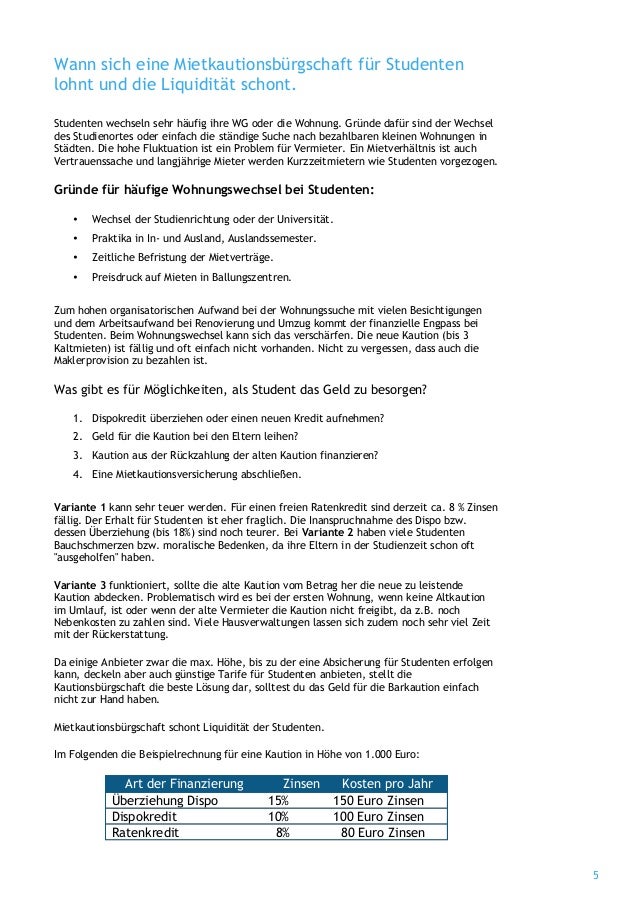 Mietkautionsburgschaft Ratgeber
