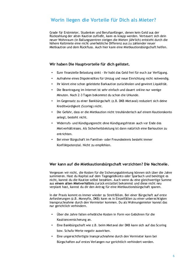 Mietkautionsburgschaft Ratgeber
