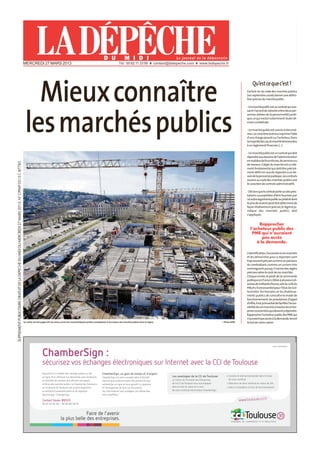 Mieux connaitre les marchés publics. Cahier spécial du 27 mars 2013 dans la Dépêche du Midi