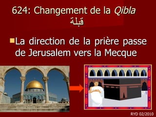 624: Changement de la  Qibla   قبلة  La direction de la prière passe de Jerusalem vers la Mecque RYD 02/2010 