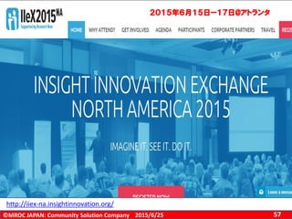 ©MROC JAPAN: Community Solution Company 572015/6/25
http://iiex-na.insightinnovation.org/
２０１５年６月１５日ー１７日@アトランタ
 