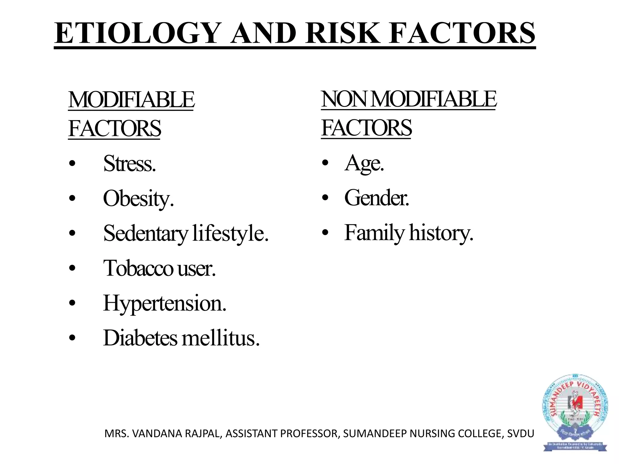 Nonmodifiable Risk Factor Myocardial Infarction | PPTX
