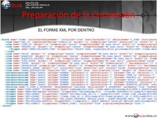 Preparación de la Conversión
EL FORMS XML POR DENTRO
 