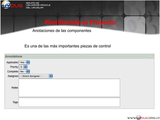 Planificando el Proyecto
Anotaciones de las componentes
Es una de las más importantes piezas de control
 