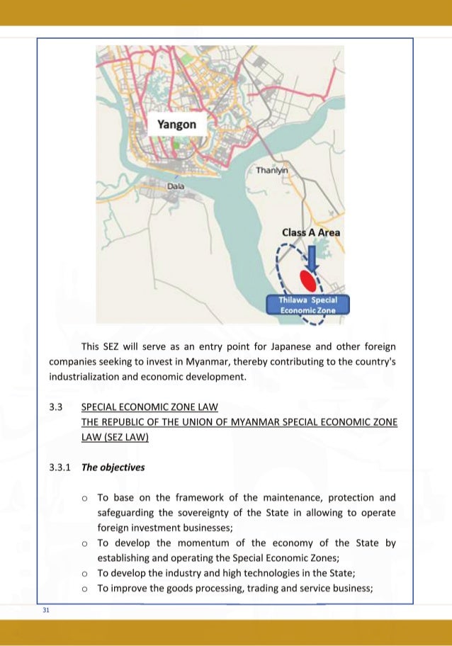 MYANMAR INDUSTRIAL ZONE AND SPECIAL ECONOMIC ZONE
