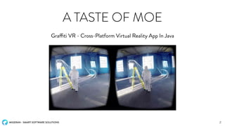 MIGERAN - SMART SOFTWARE SOLUTIONS
A TASTE OF MOE
Graffiti VR - Cross-Platform Virtual Reality App In Java
2
 