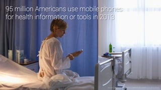 25
95 million Americans use mobile phones
for health information or tools in 2013
Source: Manhattan Research’s Cybercitizen Health U.S. 2013 Study
 