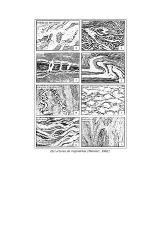 Estructuras de migmatitas (Mehnert, 1968).
 